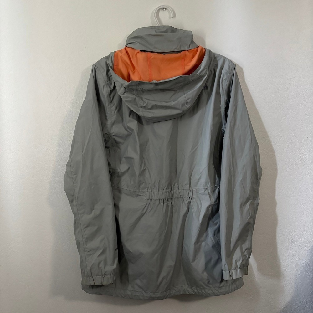 The North Face HyVent Rain Jacket Womens L Grey Orange Mesh Lined Hooded Shell - Picture 7 of 15